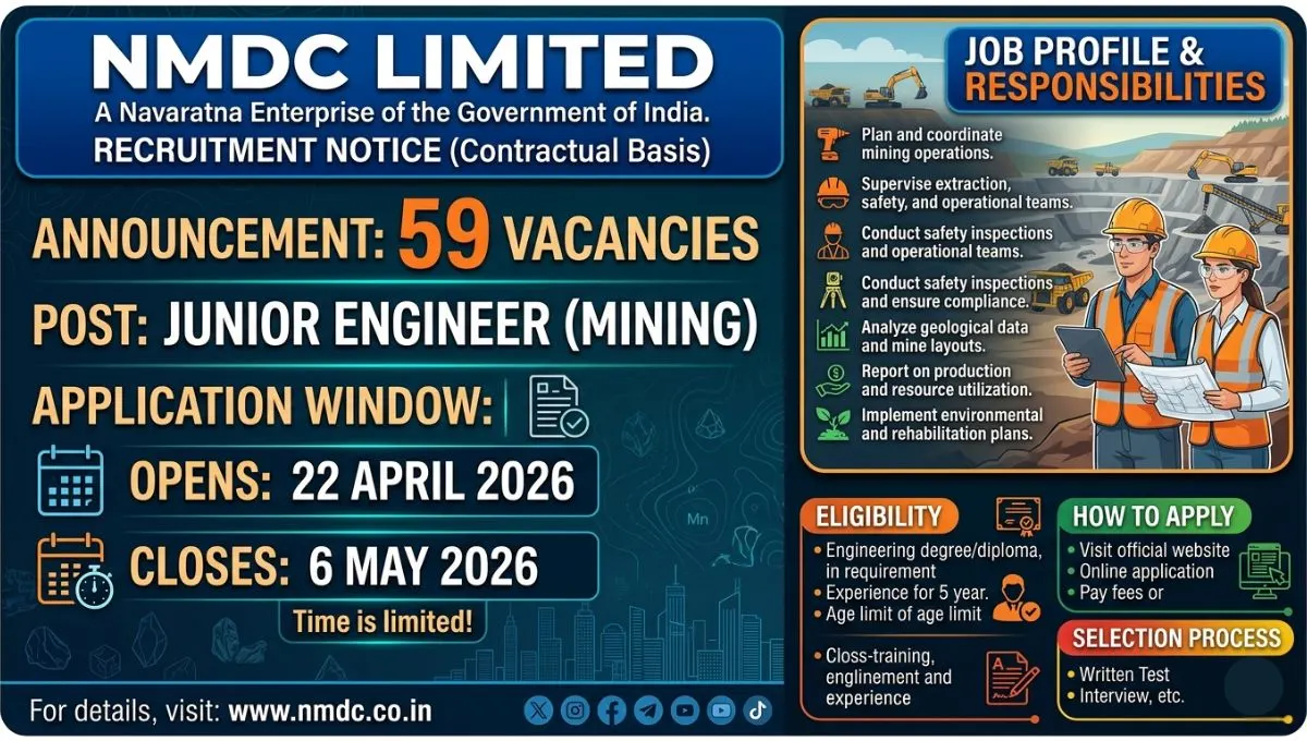 NMDC JE Mining Recruitment 2026