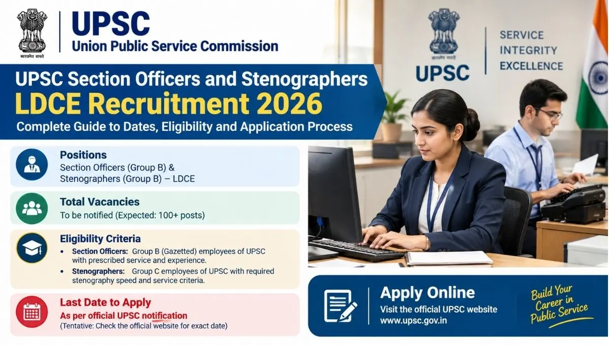 UPSC Section Officers and Stenographers LDCE Recruitment 2026 1